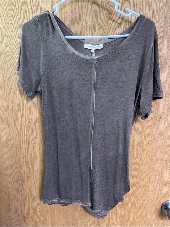 Gilded Intent Tops - Gilded Intent Brown Scoop-Neck Short Sleeve Tee